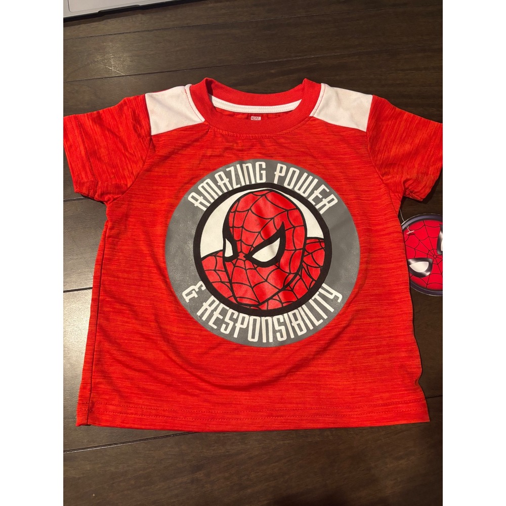 Marvel Spider-Man Red Graphic T-Shirt Kids 2T Amazing Power & Responsibility NWT